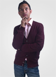 5-Button, Tailored-Fit Cardigan in Burgundy